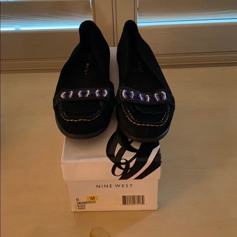 NEW Nine West Black Moccasins